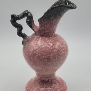 Hull USA W6 1950's   Royal Imperial Picture Vase Speckled Pink Black  7" Tall
